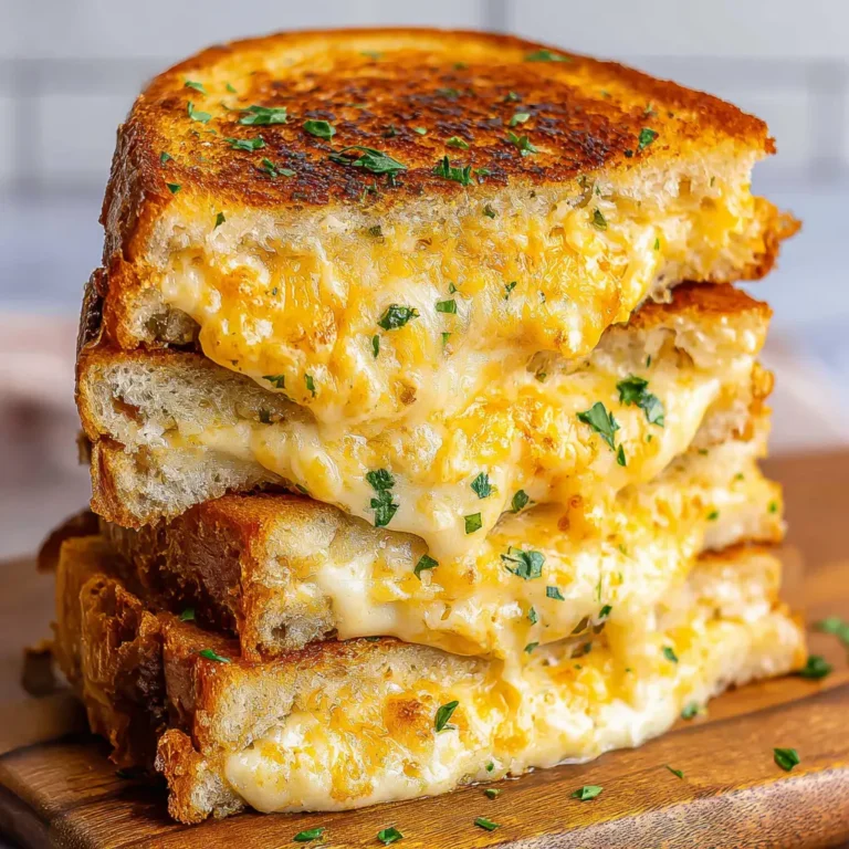 Garlic Bread Grilled Cheese sandwich with melted cheese and golden crispy crust