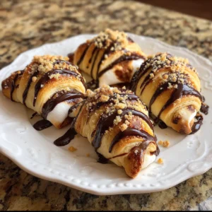 S’mores Crescent Rolls with melted chocolate and gooey marshmallow filling