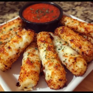 Irresistible Mozzarella Cheese Sticks with melted cheese pull and crispy golden coating