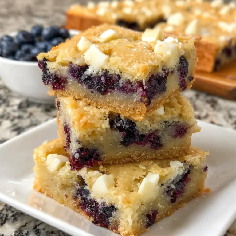 blueberry white chocolate blondies with fresh blueberries and white chocolate chips