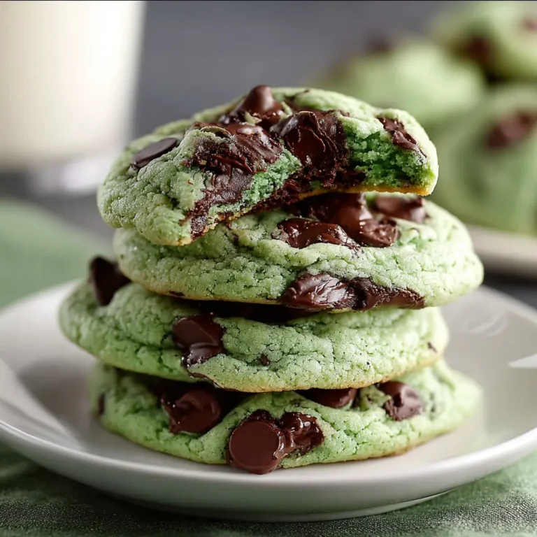 Mint chocolate chip cookies with soft centers and chocolate chips