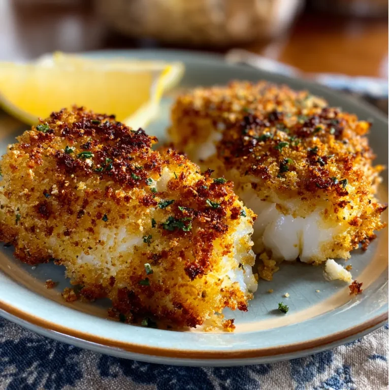 Crispy Air Fryer Parmesan Crusted Cod with golden coating