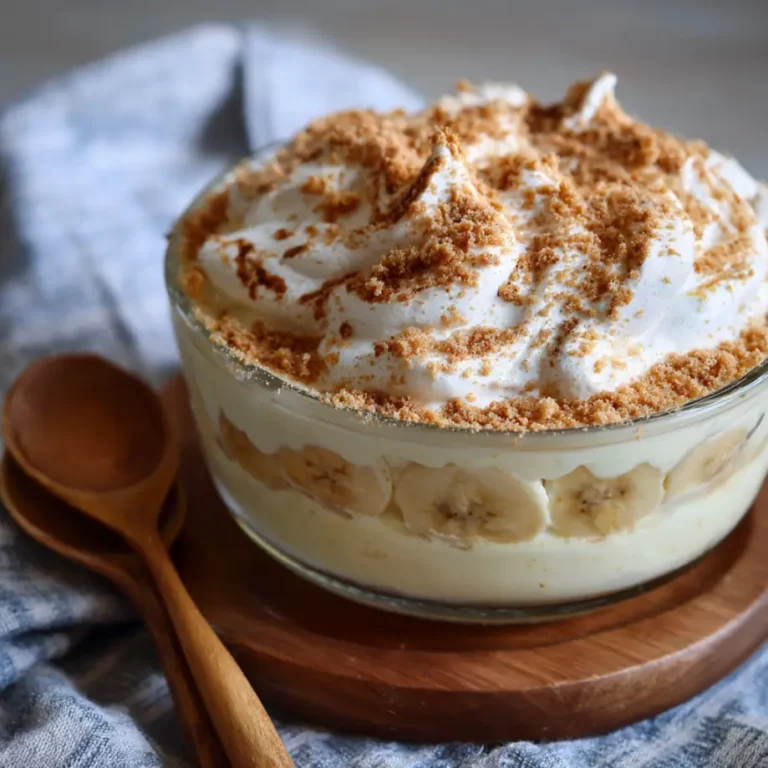 Banana Pudding creamy dessert layered with bananas and vanilla wafers