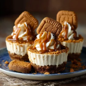 Biscoff Cheesecake Cups layered dessert with creamy filling and cookie base