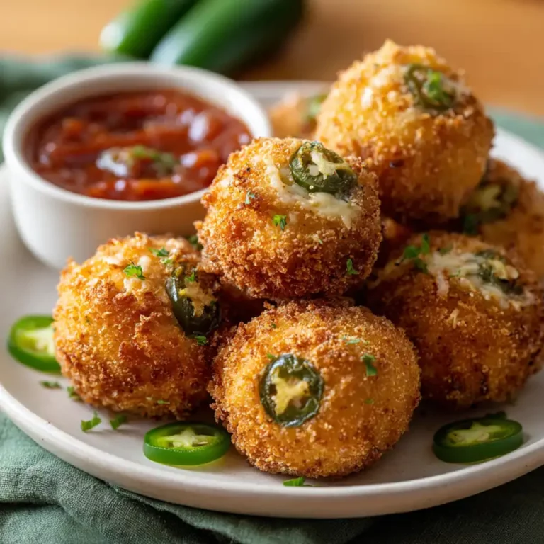 Cheesy Jalapeno Balls crispy golden bites with melted cheese and jalapeno inside