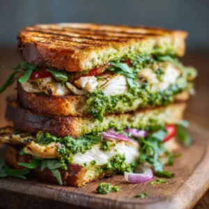 Chicken Pesto Sandwich Recipe with juicy chicken melted cheese and fresh pesto