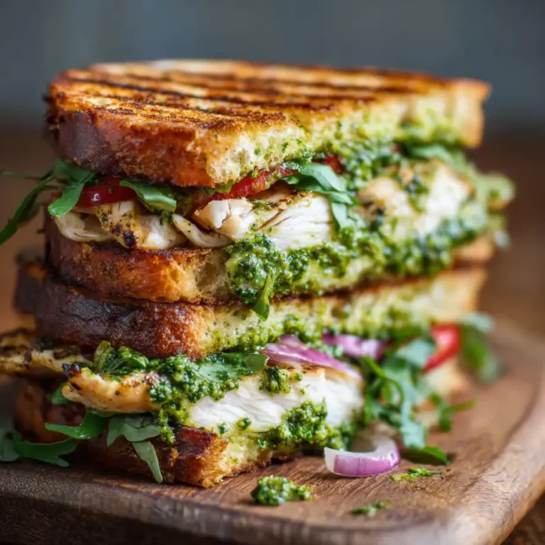 Chicken Pesto Sandwich Recipe with juicy chicken melted cheese and fresh pesto