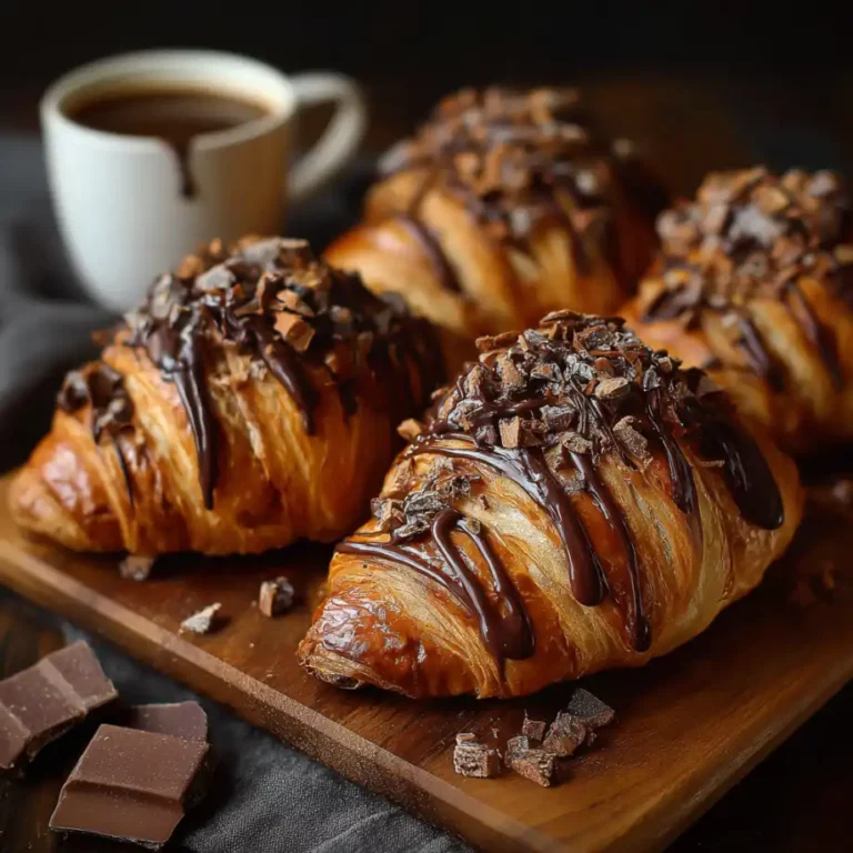 Chocolate Croissants flaky pastry filled with melted chocolate
