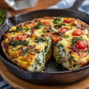 Frittata Casserole baked egg dish with vegetables and cheese
