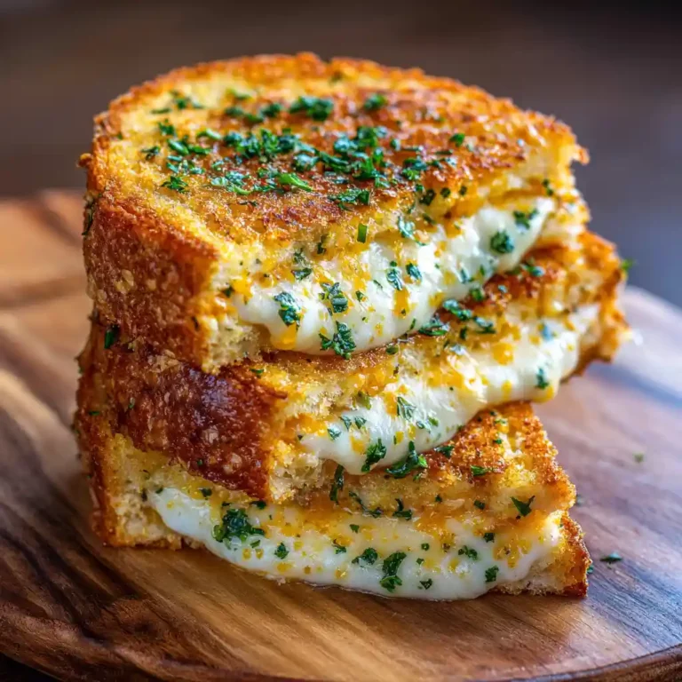 Garlic Bread Grilled Cheese with crispy golden bread and melted cheese