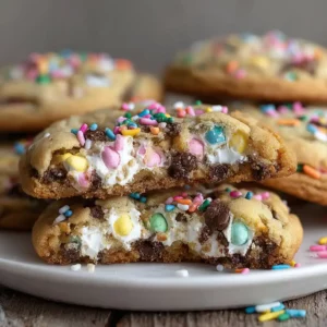 Peep Stuffed Easter Cookies with gooey marshmallow center and soft baked cookie texture