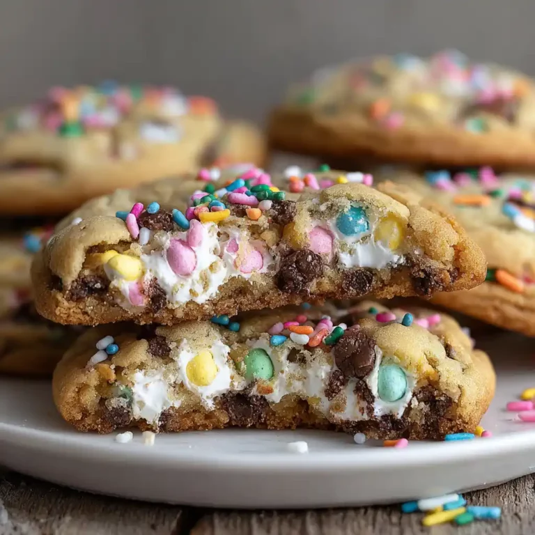 Peep Stuffed Easter Cookies with gooey marshmallow center and soft baked cookie texture
