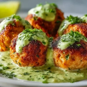 crispy salmon balls with creamy avocado sauce