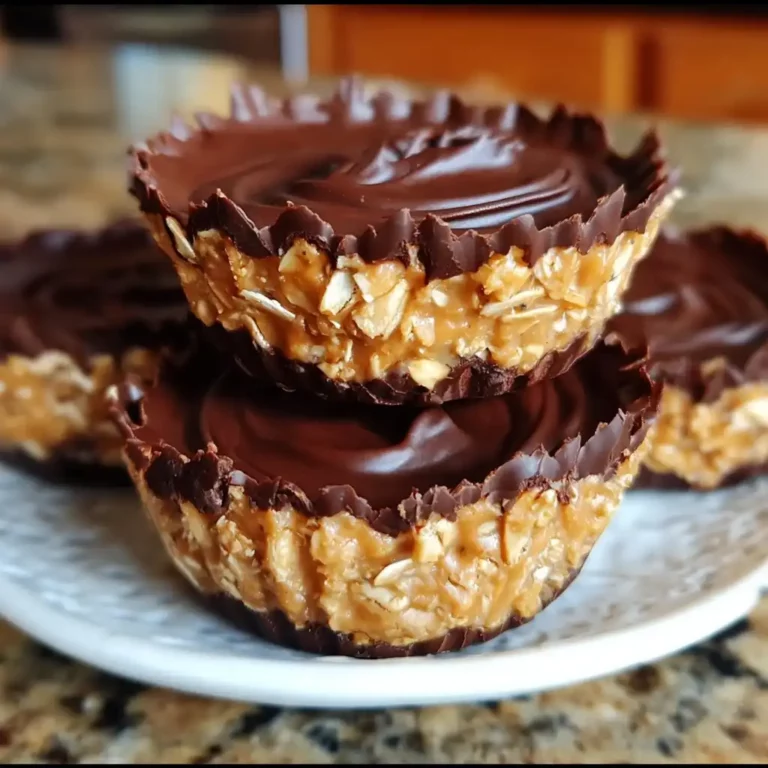 Peanut Butter Oat Cups with chocolate topping and chewy oat base