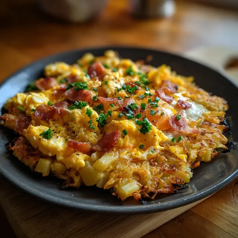 loaded hash browns with scrambled eggs and cheese