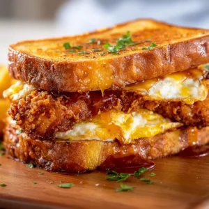 crispy French toast fried chicken sandwich with syrup