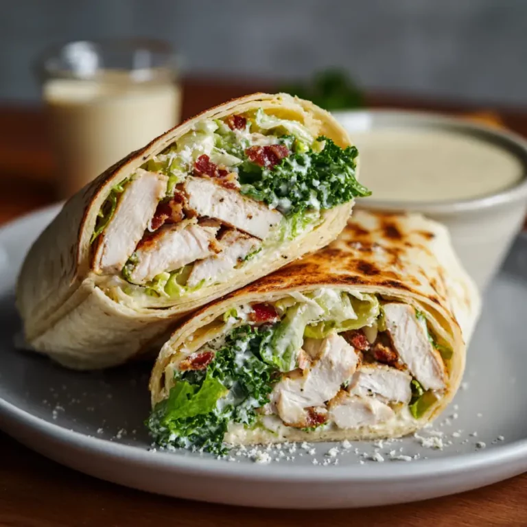 Chicken Caesar Wrap with grilled chicken romaine Parmesan and Caesar dressing