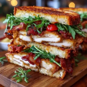 Crispy Grilled Club Sandwich with chicken bacon cheese lettuce and tomato