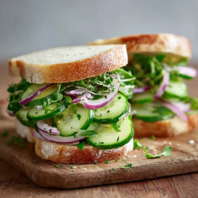 Cucumber Salad Sandwiches with creamy dill cucumber filling on soft bread