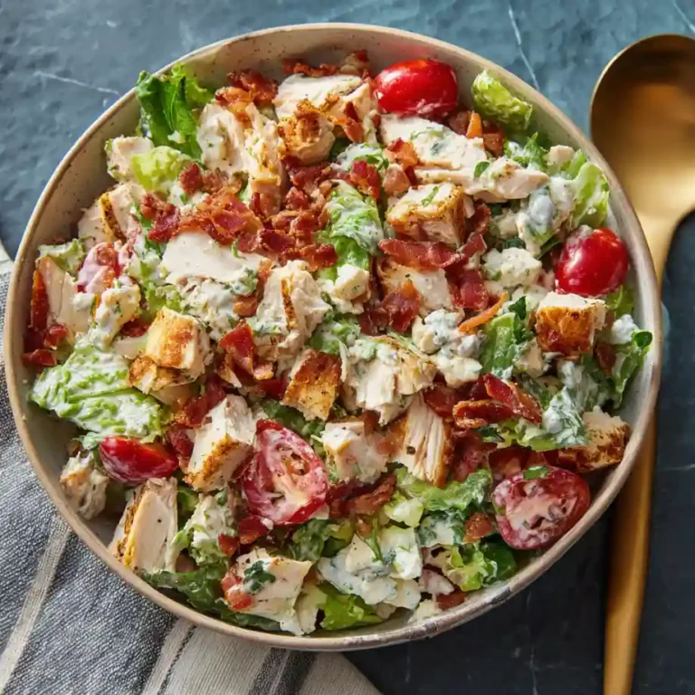 Savory BLT Chicken Salad with chicken bacon lettuce tomatoes and creamy dressing