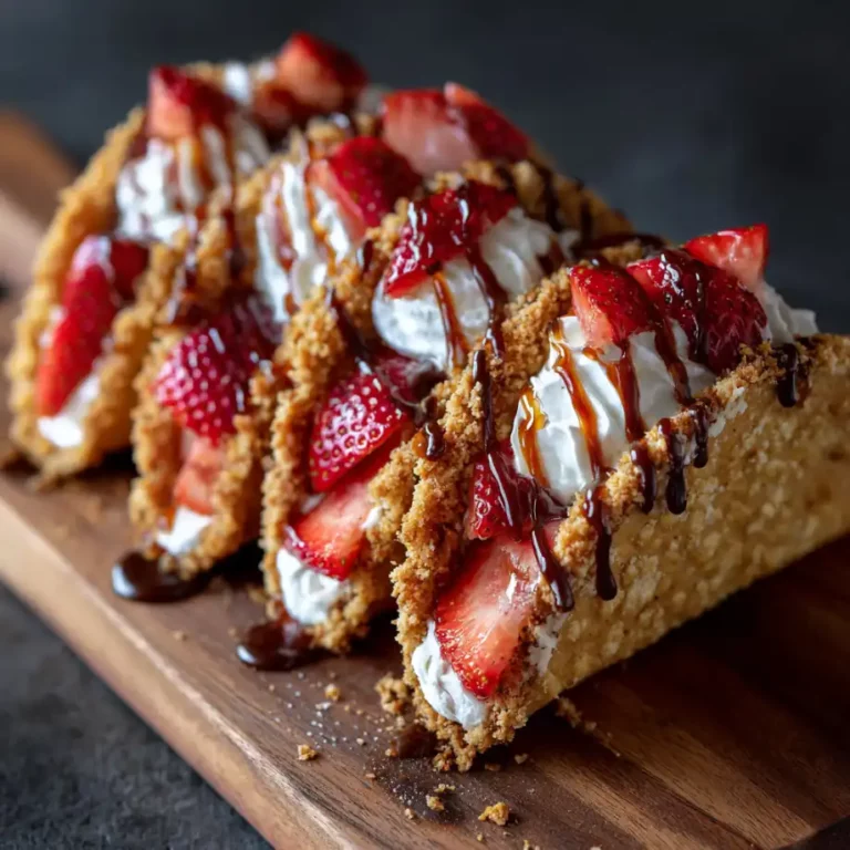 Crunch Cheesecake Tacos with cheesecake filling strawberries and pink crumb topping