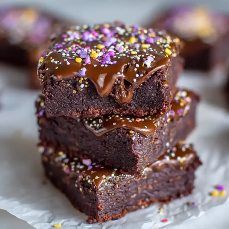 Cosmic Brownie Protein Bars with chocolate topping and colorful candy pieces